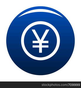 Yen symbol icon vector blue circle isolated on white background . Yen symbol icon blue vector