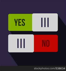 Yes and No button icon in flat style on a violet background. Yes and No button icon, flat style