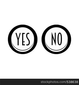 Yes and No button icon in simple style on a white background. Yes and No button icon, simple style