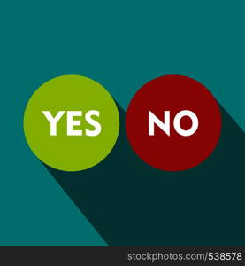 Yes and No icon in flat style on a blue background. Yes and No icon, flat style