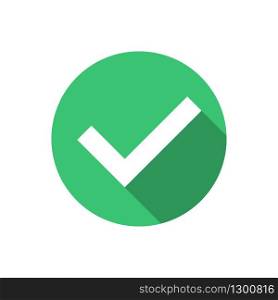 Yes, correct or approved sign in flat design with shadow. Vector EPS 10