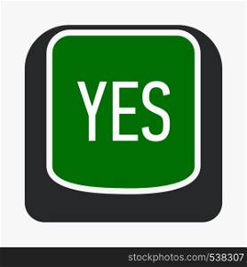 Yes green button icon in simple style on a white background. Yes green button icon, simple style