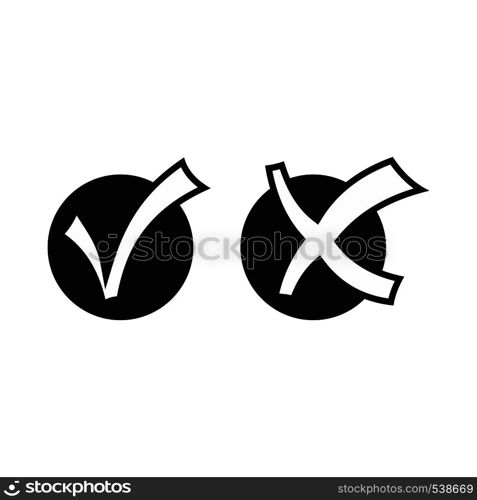 Yes No check mark icon in simple style on a white background. Yes No check mark icon, simple style