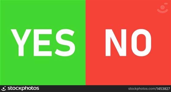 Yes no mark vector flat icon, green, red vote sticker.