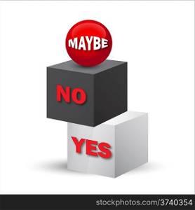 Yes, no, maybe, 3d sign in vector format