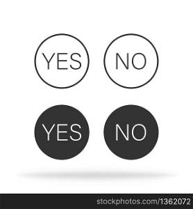 Yes or no text icon. Correct or incorrect set. Vote symbol. Positive or negative result. Ok or bad isolated set. Vector EPS 10