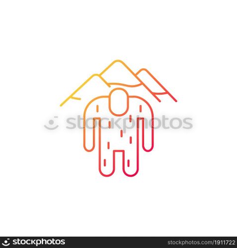 Yeti gradient linear vector icon. Mysterious ape-like creature. Nepali folklore. Hairy snowman living in mountains. Thin line color symbol. Modern style pictogram. Vector isolated outline drawing. Yeti gradient linear vector icon