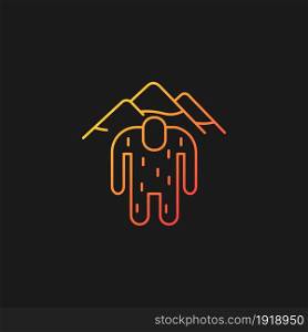 Yeti gradient vector icon for dark theme. Mysterious ape-like creature. Nepali folklore. Abominable snowman. Thin line color symbol. Modern style pictogram. Vector isolated outline drawing. Yeti gradient vector icon for dark theme