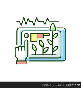 Yield prediction RGB color icon. Soil test information. Crop growth forecasting. Machine learning. Analysis system. Isolated vector illustration. Yield prediction RGB color icon