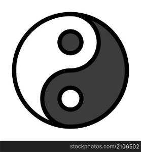 Yin And Yang Icon. Editable Bold Outline With Color Fill Design. Vector Illustration.