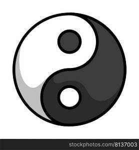 Yin And Yang Icon. Editable Bold Outline With Color Fill Design. Vector Illustration.