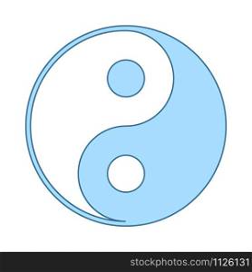 Yin And Yang Icon. Thin Line With Blue Fill Design. Vector Illustration.