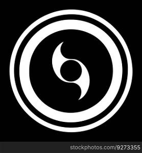 Yin and Yang icon. Vector illustration. White on the black.