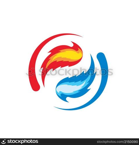 yin yang fire and water icon vector concept design template web