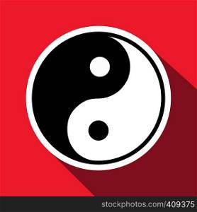 Yin yang flat icon. Single illustration on a pink background . Yin yang flat icon