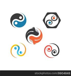 yin yang koi fish  concept design vector icon illustration template