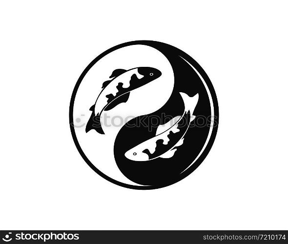 yin yang koi fish vector icon illustration design template