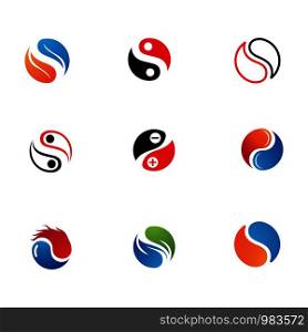 Yin yang logo and symbol icon vector template