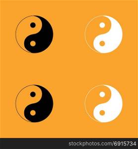 Yin Yang symbol set black and white icon .
