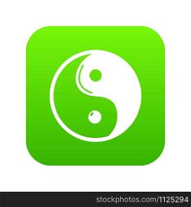 Yin yang symbol taoism icon green vector isolated on white background. Yin yang symbol taoism icon green vector