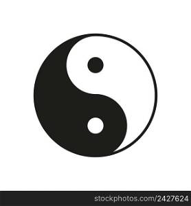 Yin yang. Ying yan icon. Yinyang symbol. Taoism sign. Harmony and balance. Logo of meditation, karma, buddhism and japan. Black-white icon isolated on white background. Vector.