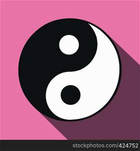 Ying yang flat icon on a pink background. Ying yang flat icon