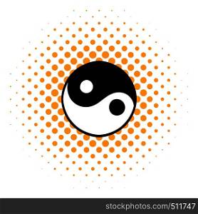 Ying yang icon in comics style on a white background. Ying yang icon, comics style