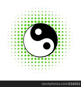 Ying yang icon in comics style on a white background. Ying yang icon, comics style