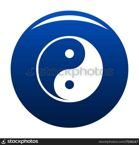 Ying yang symbol of harmony and balance icon vector blue circle isolated on white background . Ying yang symbol of harmony and balance