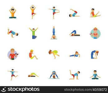Yoga and fitness icon set. Can be used for topics like sport, healthy lifestyle, exercise, relaxation, balance