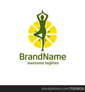 yoga and lemon logo concept. Harmony insignia design. Wellness center illustration. yoga health diet logo, health lemon diet logo