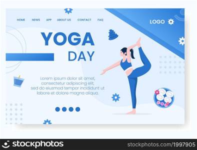 Yoga and Meditation Landing Page Editable of Square Background Illustration Suitable for Social media, Feed, Card, Greetings, Print and Web Internet Ads