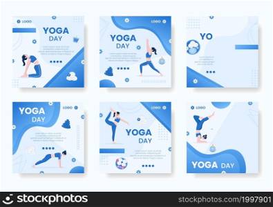 Yoga and Meditation Post Editable of Square Background Illustration Suitable for Social media, Feed, Card, Greetings, Print and Web Internet Ads