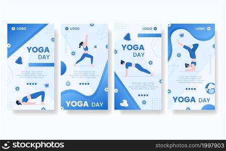 Yoga and Meditation Stories Editable of Square Background Illustration Suitable for Social media, Feed, Card, Greetings, Print and Web Internet Ads
