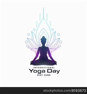 yoga day celebration poster with sihouette of female doing yoga