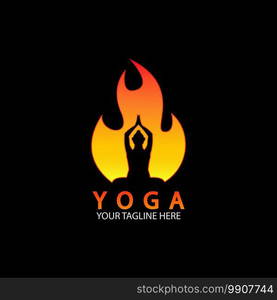 yoga fire logo icon design template