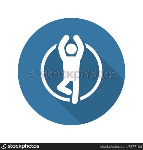 Yoga Fitness Icon. Flat Design. Isolated Illustration. Long Shadow.. Yoga Fitness Icon. Flat Design.