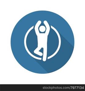 Yoga Fitness Icon. Flat Design. Isolated Illustration. Long Shadow.. Yoga Fitness Icon. Flat Design.