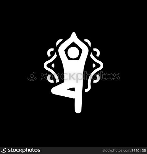 Yoga Fitness Tree Pose Icon. Flat Design Yoga Poses with Mandala Ornament in Back. Isolated Illustration.. Yoga Fitness Tree Pose Icon. Flat Design Isolated Illustration.
