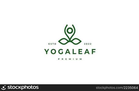Yoga Leaf Logo Design Template Green color
