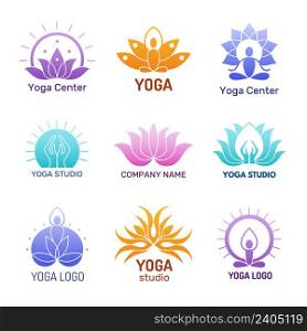 Yoga logo. Abstract ethnic symbols for yoga practice meditation icons buddah nature recent vector pictures for spa. Illustration of yoga and spa logo template. Yoga logo. Abstract ethnic symbols for yoga practice meditation icons buddah nature recent vector pictures for spa