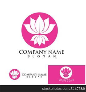 yoga logo design stock. human meditation in lotus flower vector illustration