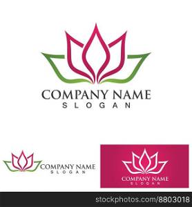 yoga logo design stock. human meditation in lotus flower vector illustration