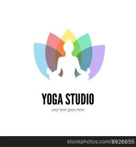 Yoga logo flat emblem vector image