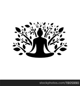 Yoga logo with tree icon design