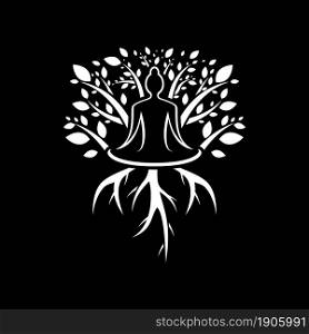 Yoga logo with tree icon design
