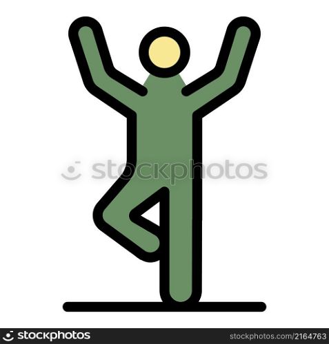 Yoga man icon. Outline yoga man vector icon color flat isolated. Yoga man icon color outline vector