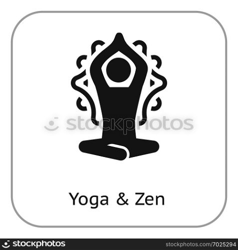 Yoga Meditation and Zen Icon. Flat Design Yoga Poses with Mandala Ornament in Back. Isolated Illustration.. Yoga Meditation and Zen Icon. Flat Design Isolated Illustration.