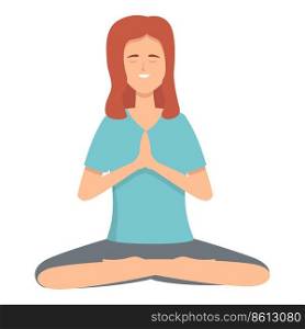 Yoga meditation icon cartoon vector. Sport family. Woman character. Yoga meditation icon cartoon vector. Sport family