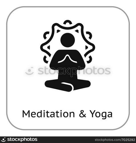 Yoga Meditation Icon. Flat Design Yoga Poses with Mandala Ornament in Back. Isolated Illustration.. Yoga Meditation Icon. Flat Design Isolated Illustration.